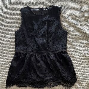 White House Black Market Black Lace Shell Top
